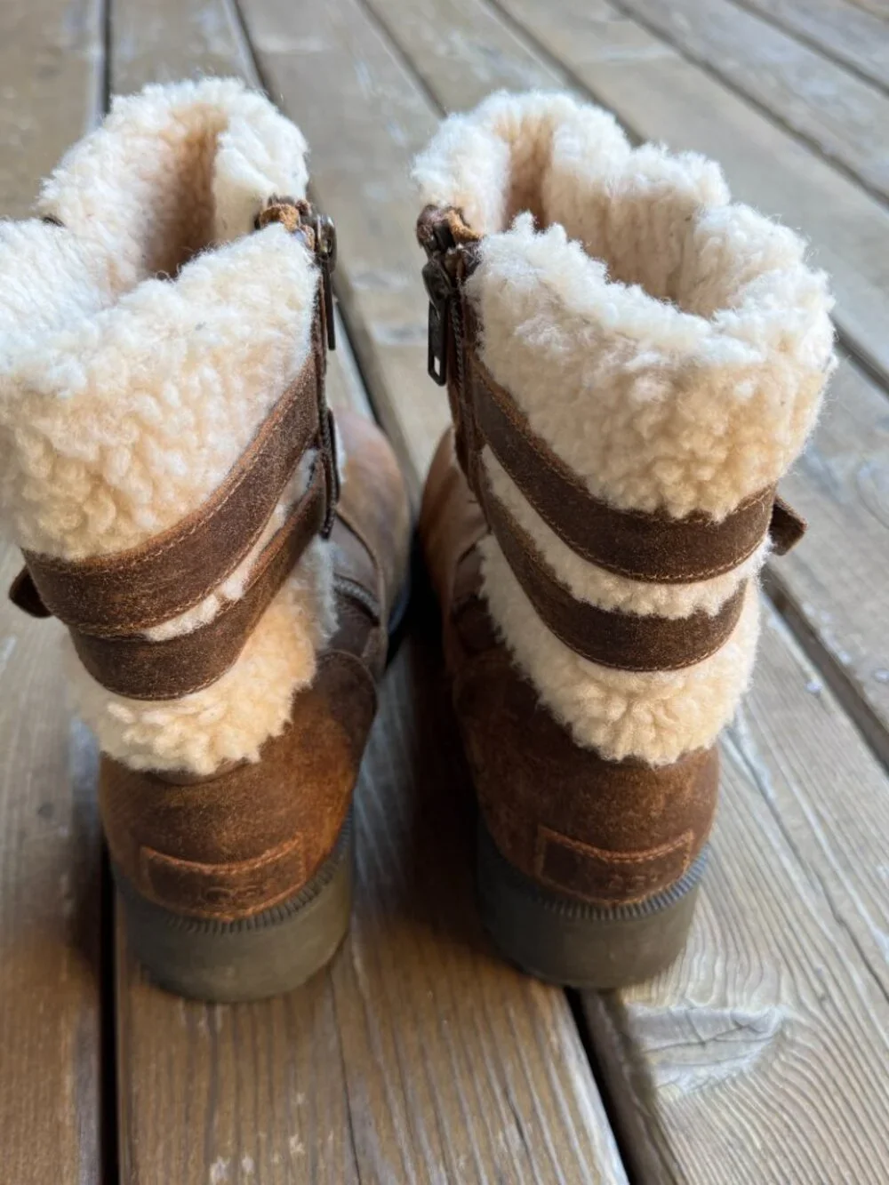 UGG Blayre III Chipmunk Waterproof Leather Fur Cuff Ankle Boots Women's 9/EU 40
